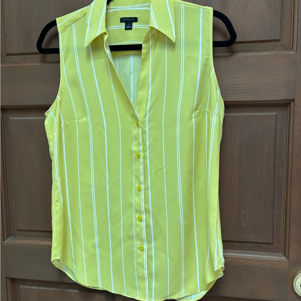 Ann Taylor yellow Sleeveless Button Down Shirt
